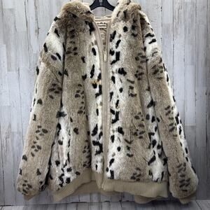 Stunning Ablanche Urbanfurfitter Faux Fur Leopard Print 5X Unisex Hooded Coat